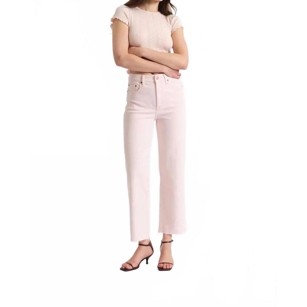 NEW DAZE pleaser high rise wide ankle jean in think pink